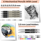 Nicpro 58 PCS Art Drawing Supplies Kit in Leather Case, Art Mechanical Pencil - Image 2