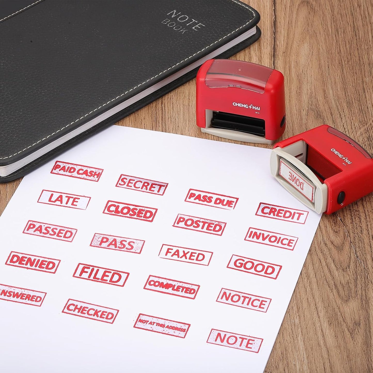 YOKIVE Invoiced Self Inking Rubber Stamp, Office Ink Business Stamp for Office Documents, Paperwork, Warehouse, Label (Red)