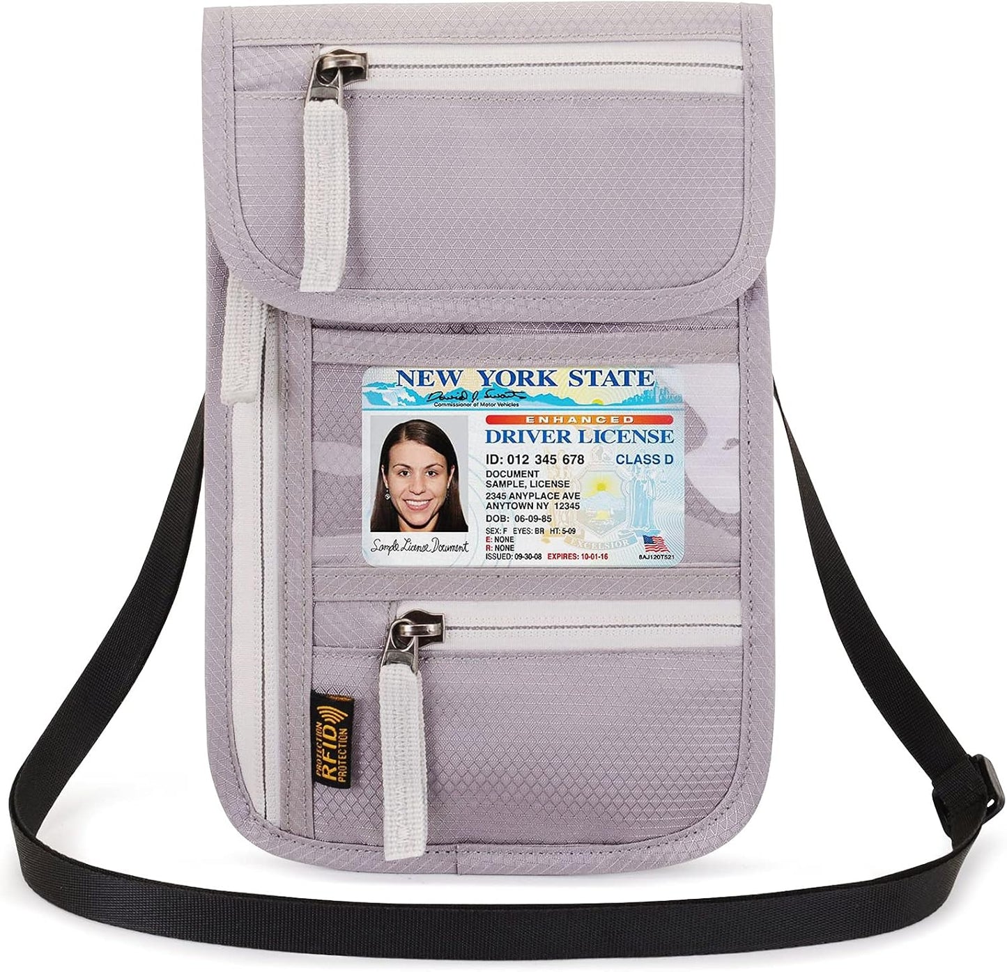 Peicees RFID Blocking Travel Neck Wallet for Men Women Family Passport Holder Lanyard Neck Pouch Slim Travel Document Holder