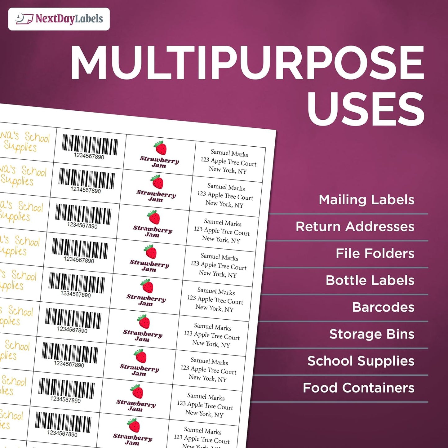 NextDayLabels – 2" x 1" Rectangular Sticker Labels for Printer - White Laser/Inkjet Printer Labels Return Address Labels Shipping Label Stickers (500 Sheets, 40 Per Sheet, 20000 Labels)