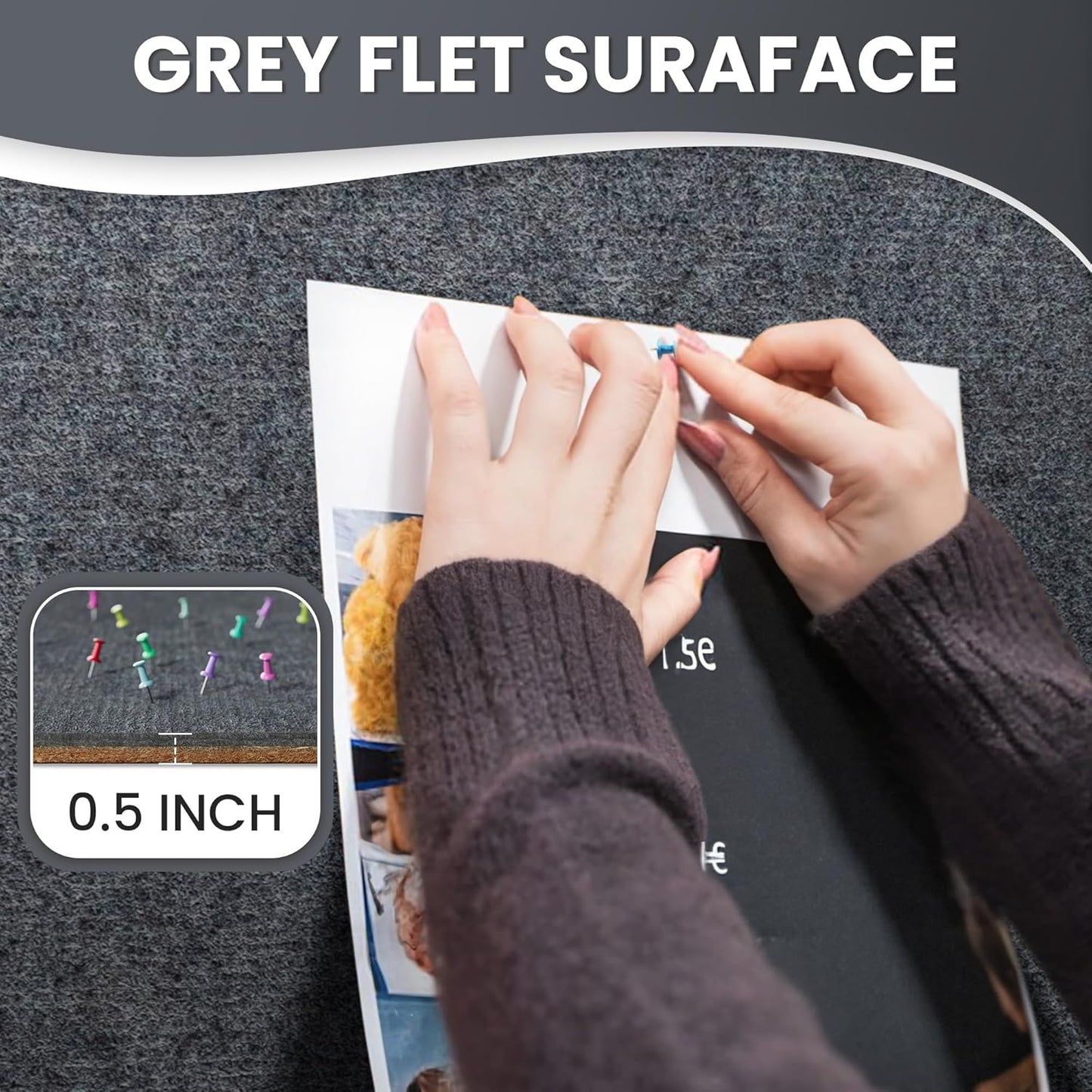 72"x36" Lockable Enclosed Bulletin Board, Outdoor Flet Weather-Resistant Aluminum Frame Notice Board, Wall Mounted Display Case Acrylic Doors for School,Office,Black Frame w/Grey Flet