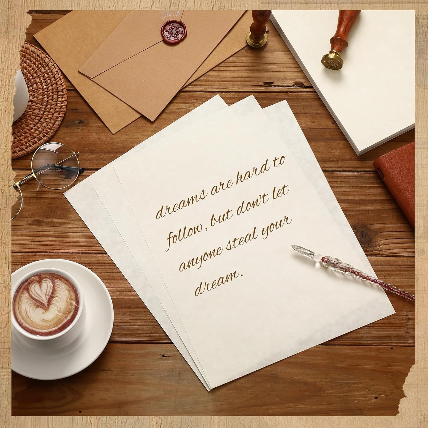 Epakh 100 Pcs Old Age Parchment Paper 8.5 x 11 Inch Standard Letter Vintage Colored Old Parchment Semblance Double Side Printing Paper (Light Gray)