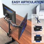 VIVO Dual Monitor Desk Mount, Heavy Duty Fully Adjustable Steel Stand, Holds 2 - Image 3