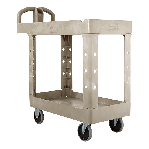 BRUTE Heavy Duty 2-Shelf Utility/Service Cart, Lipped Shelves, Ergonomic Handle - Image 3
