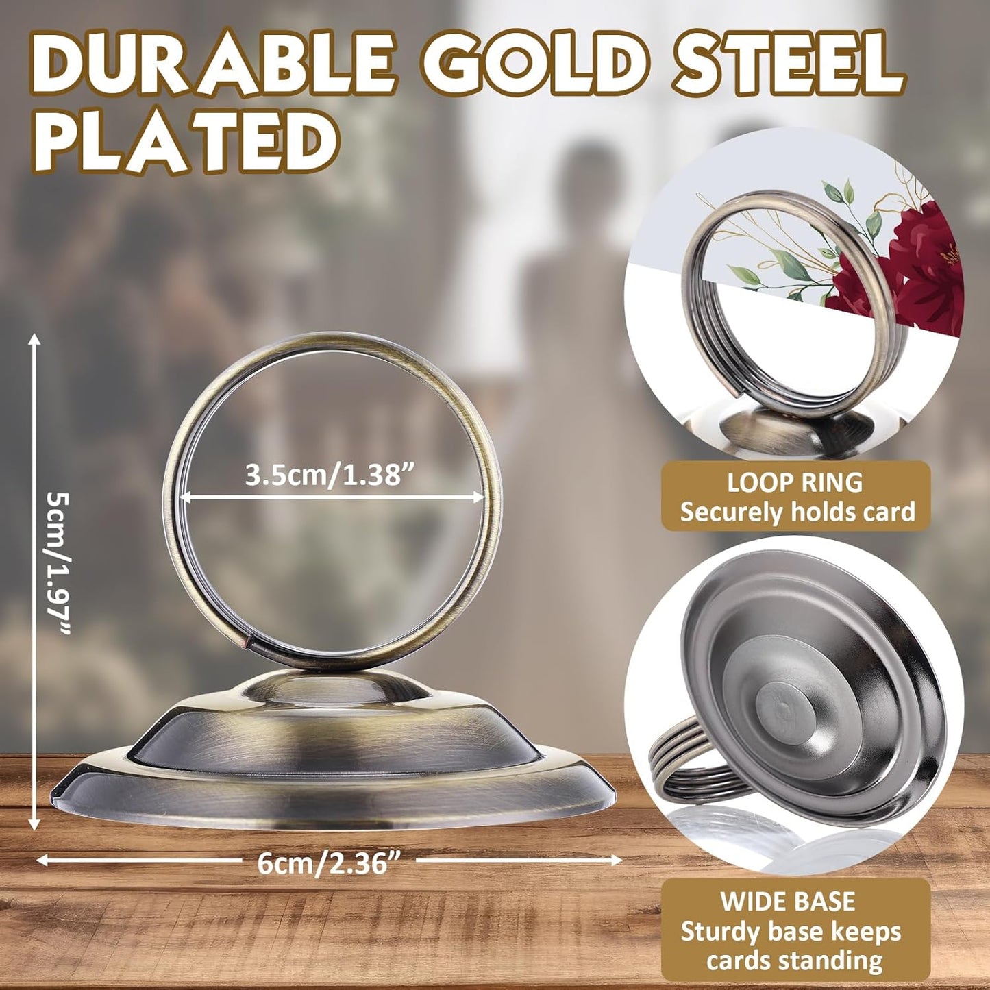 24 Pcs Table Number Holders Metal Place Card Holders Table Number Stands Tabletop Menu Sign Stands for Wedding Restaurant Recipe Banquet Birthday (Bronze)
