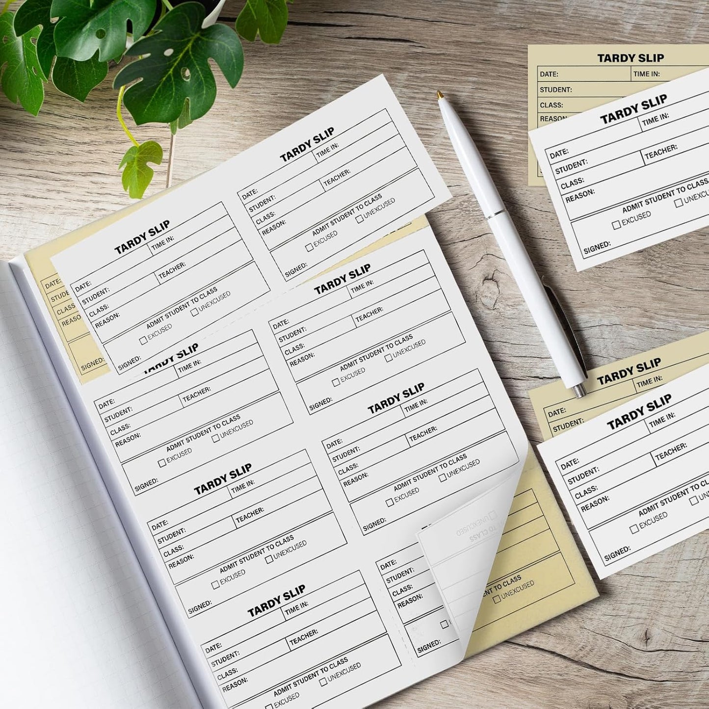 gisgfim Tardy Slip Book with Carbonless Duplicates in Easy Removal Fold and Tear Tardy Slips Per Book Register Copy Notebook for Student Late Arrivals School Supplies Teacher 400 Pcs/Pad (4 Pads)