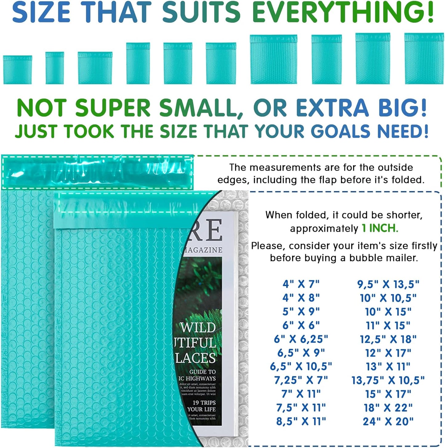 Teal Poly Bubble Mailers Self Seal, 5 x 9 Inch. Pack of 25 Bubble Packaging Envelopes for Shipping. Durable Padded Envelopes Waterproof. Self Seal Padded Mailers. Shipping Packages