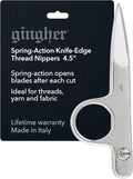 Gingher 4.5" Spring-Action Knife-Edge Thread Nippers, Stainless Steel Shears by Fiskars