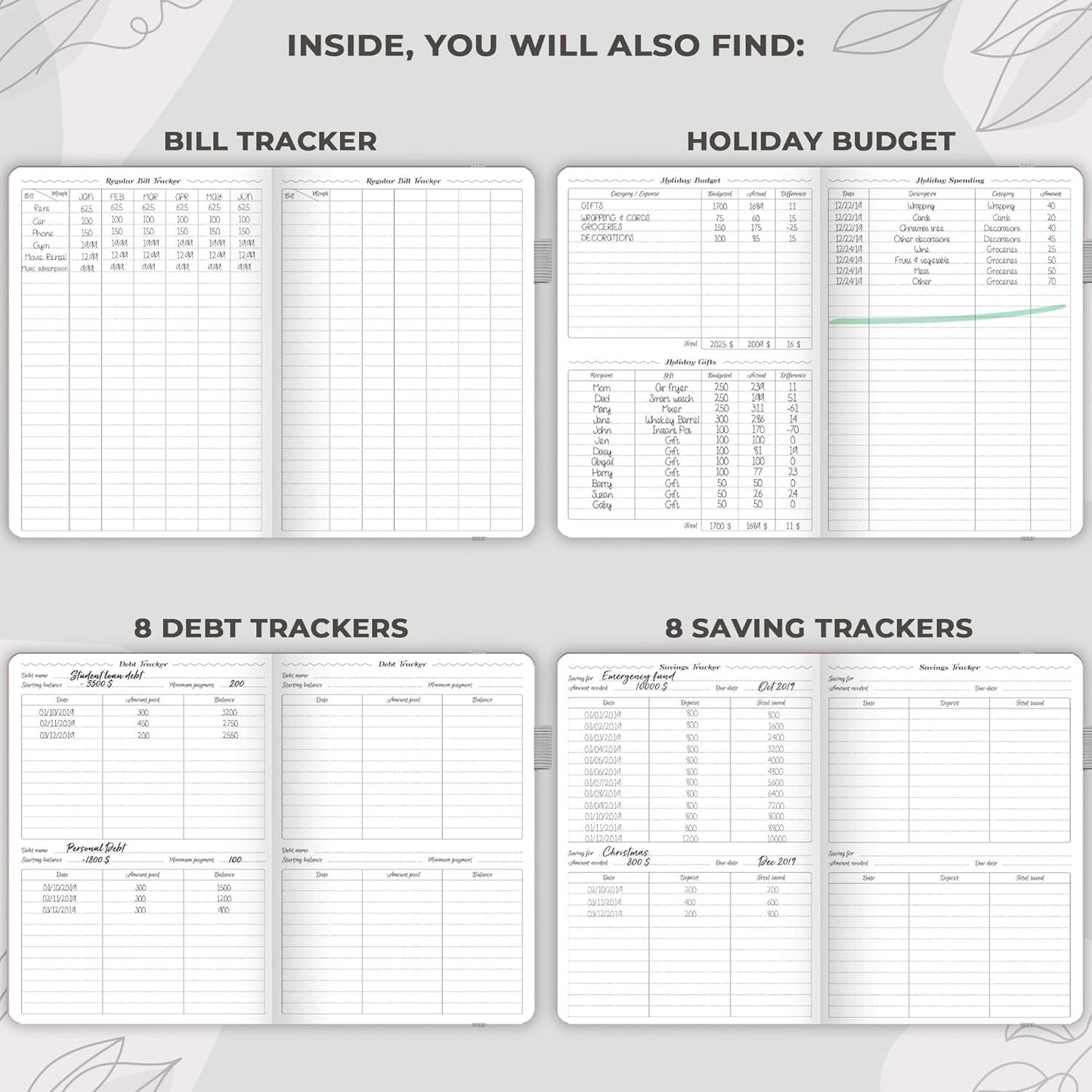 GoGirl Budget Planner – Monthly Financial Planner Organizer Budget Book. Expense Tracker Notebook Journal to Control Money, Compact (Gray)