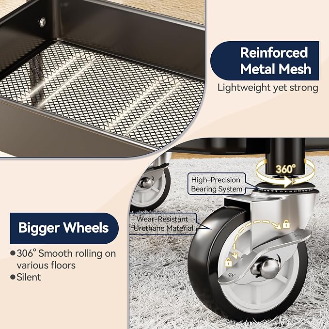 YASONIC 3 Tier Rolling Cart - Image 5
