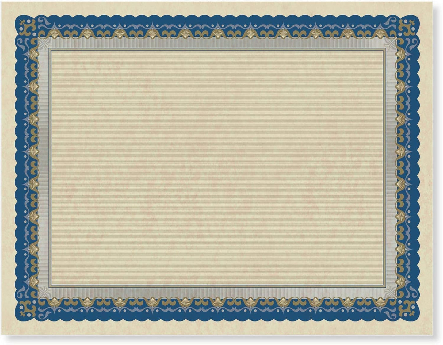 PaperDirect Pageantry Standard Certificate Paper, Blue and Gold Border, 8.5 x 11 Inch, 28lb Parchment Certificates and Awards Paper, 100 Count, for School, Work, Diplomas & Award Certificates