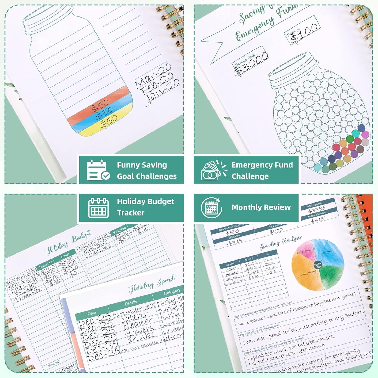 SOLIGT 8.5 x 11 inches Large Budget Planner and Monthly Bill Organizer – Premium Hardcover Budget Book with 12 Pockets for Savings, Debt, Expense Tracking – Budget Tracker with Stickers