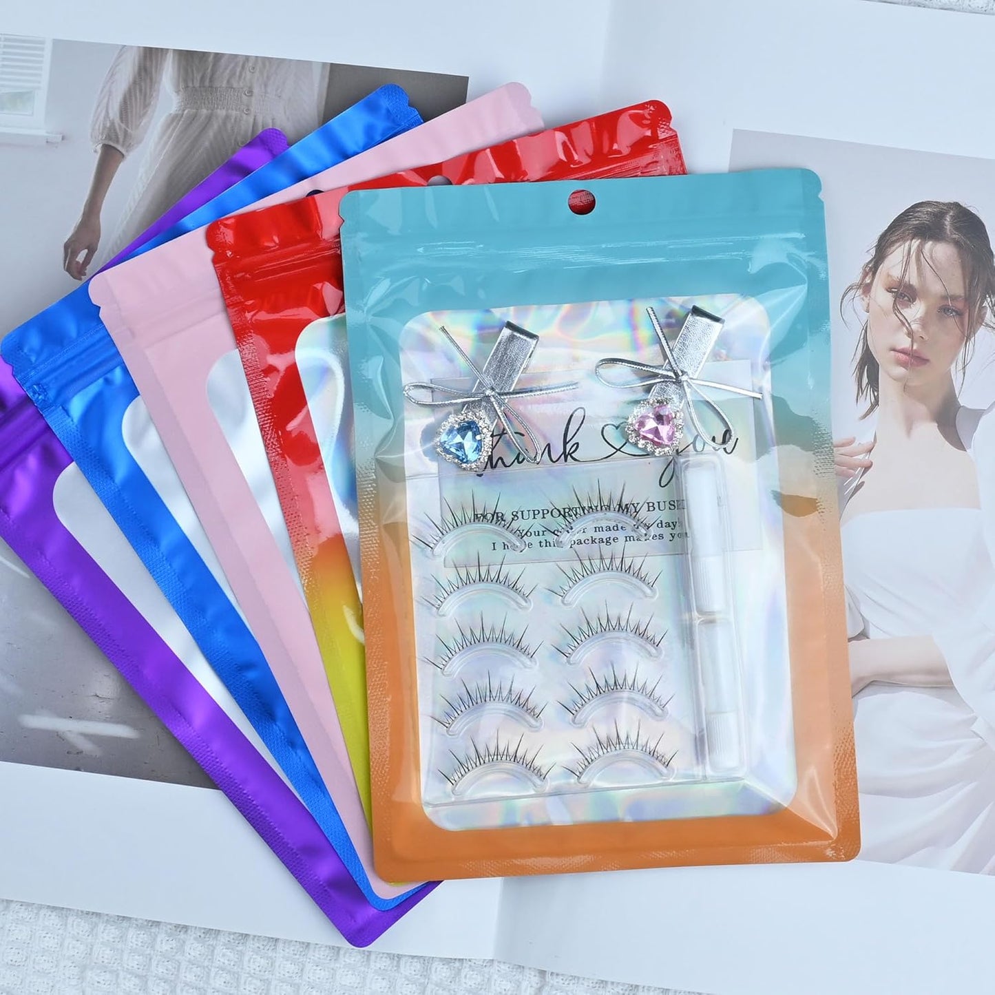 Resealable Mylar Pouch Bag Great for Office Home Party Favor Food Storage (100PCS, Blue Color, 4.7 x 8 inch)