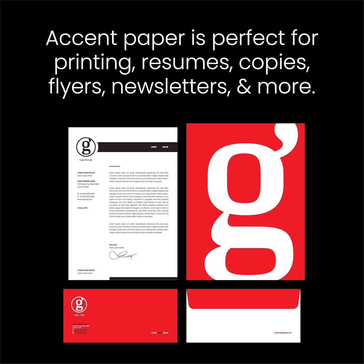 Accent Opaque White Printer Paper, 12” x 18” 28lb Copy Paper – 1,600 Sheets (4 Reams) – Premium Computer Paper with Super Smooth Finish, 97 Bright, 104gsm – Ideal for Ink Heavy Printing – 189024C