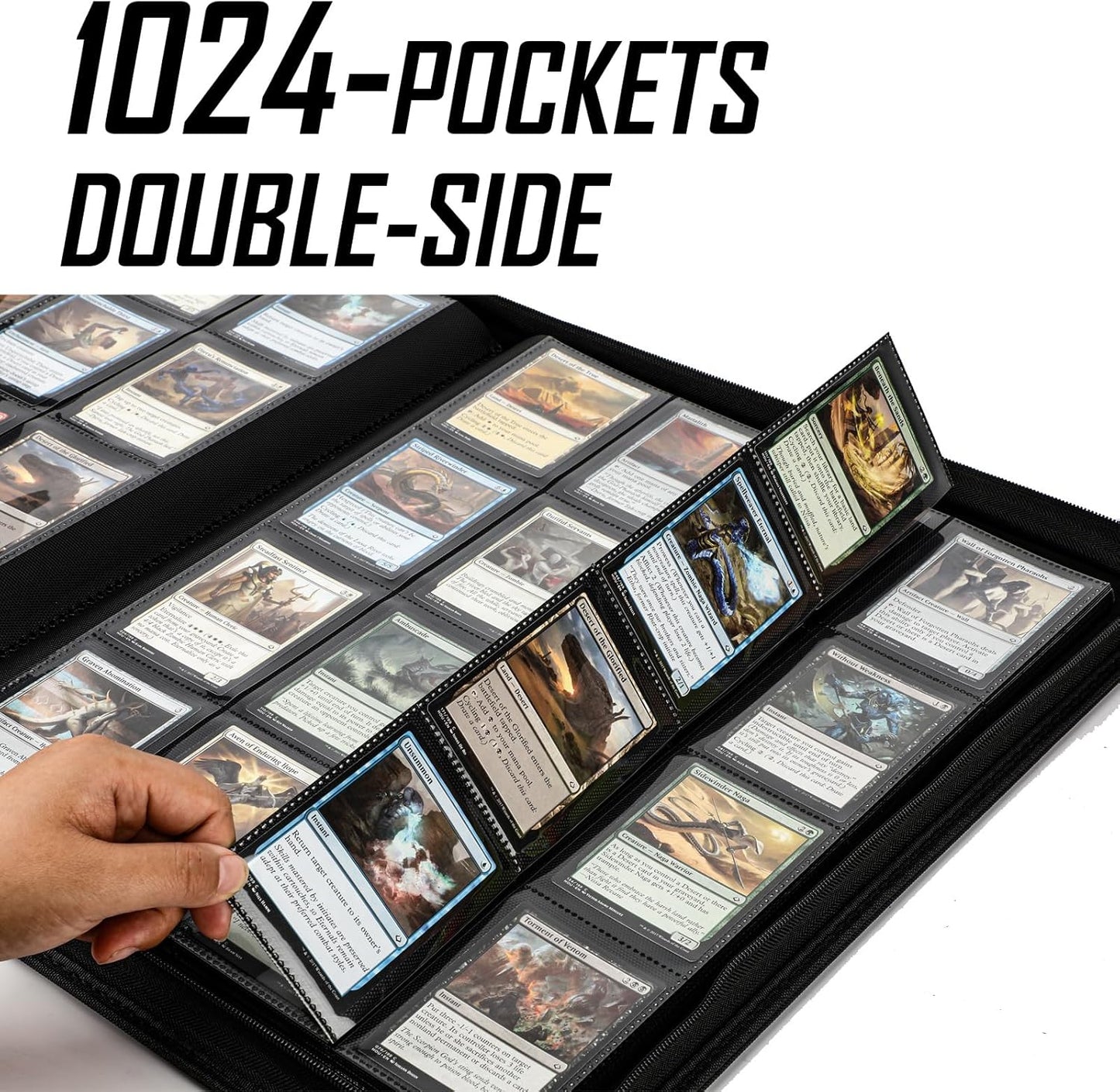Premium-SV 1024 Pockets Card Binder,Label Design,16 Pocket Trading Card Zipper Binder, Ringless Side Loading Trading Card Album, Folder for TCG,MTG,Sports other Cards -Yellow