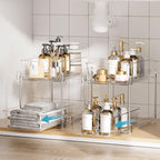 Vtopmart 4 Pack Bathroom Under Sink Organizers Organizer, 2 Tier Clear Pull-Out - Image 4