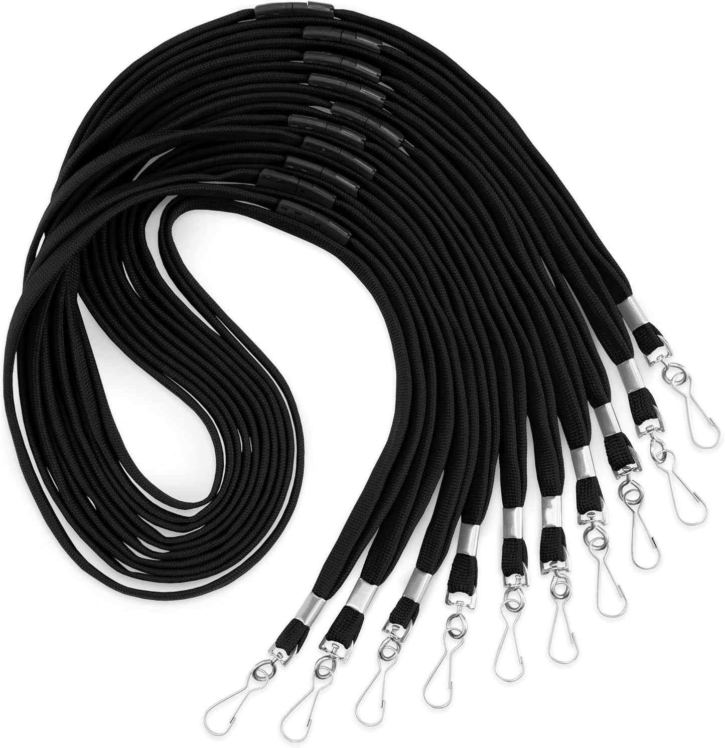 MIFFLIN-USA Flat Breakaway Safety Lanyard for ID Badges (Black, 36 Inch, 250 Pack), Soft Woven Neck Line