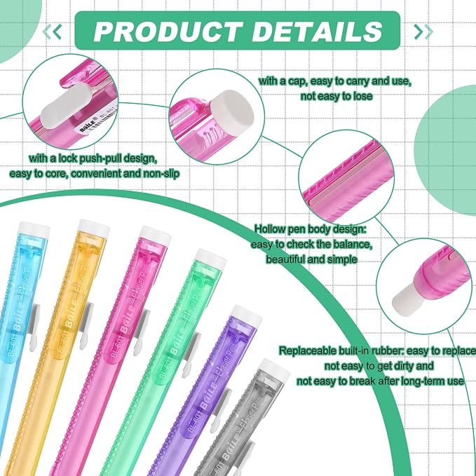 Ctosree 96 Pcs Retractable Mechanical Eraser Bulk Portable Pen Erasers - Image 4