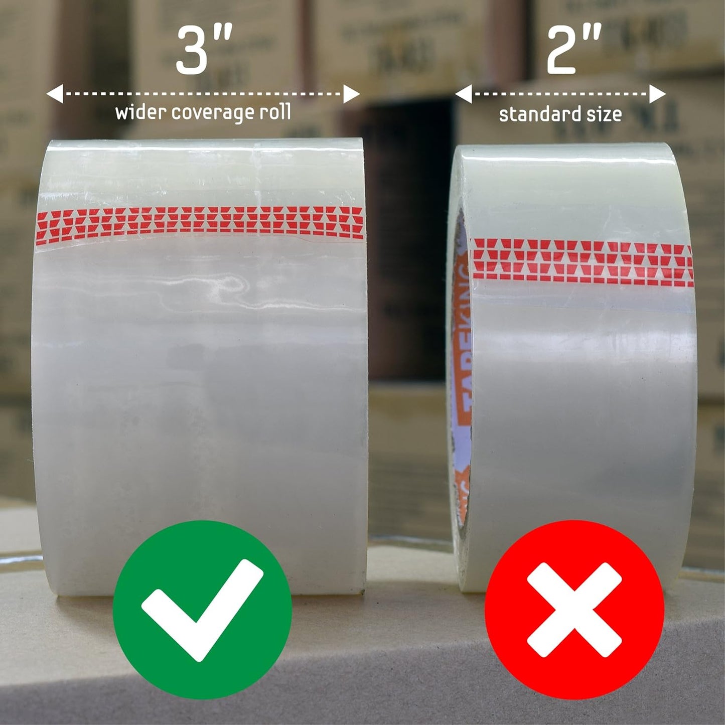 Tape King Clear Packing Tape 3 Inch Wide (24 Rolls) | Heavy Duty Packing Tape 2.7mil Strong Adhesive for Moving Boxes, Shipping Cartons, Office Use, Storage & Wrapping (1440 Yards)