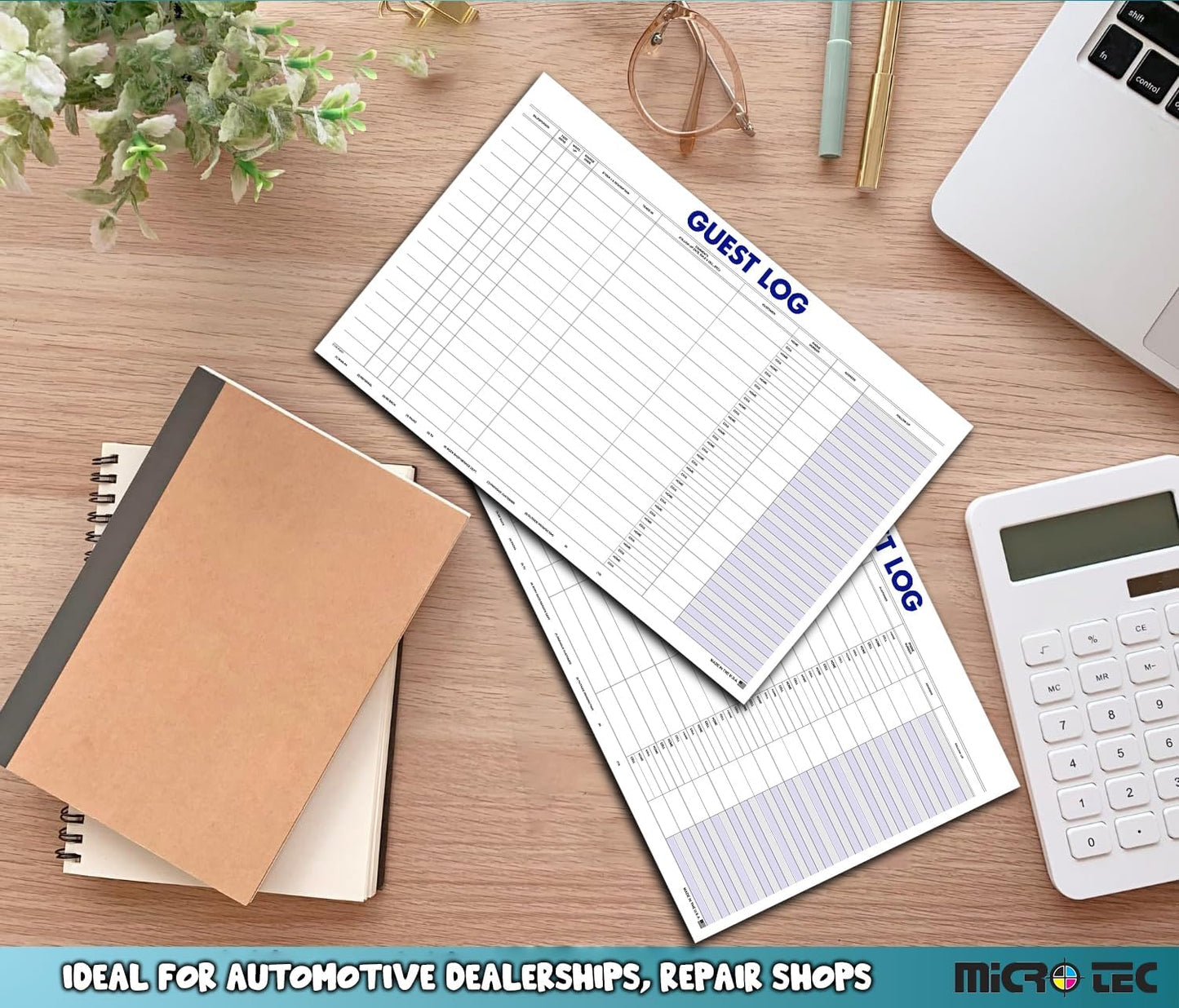 Professional Guest Log Book - Efficiently Track Potential Customers and Follow-Up - Ideal for Automotive Dealerships, Repair Shops, and Service Centers - 17" × 11" - 100 Sheets Per Pad - Pack of 1