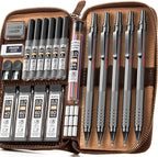 Nicpro 20PCS Black Metal Mechanical Pencil Set in Leather Case, Drafting Pencil - Image 8