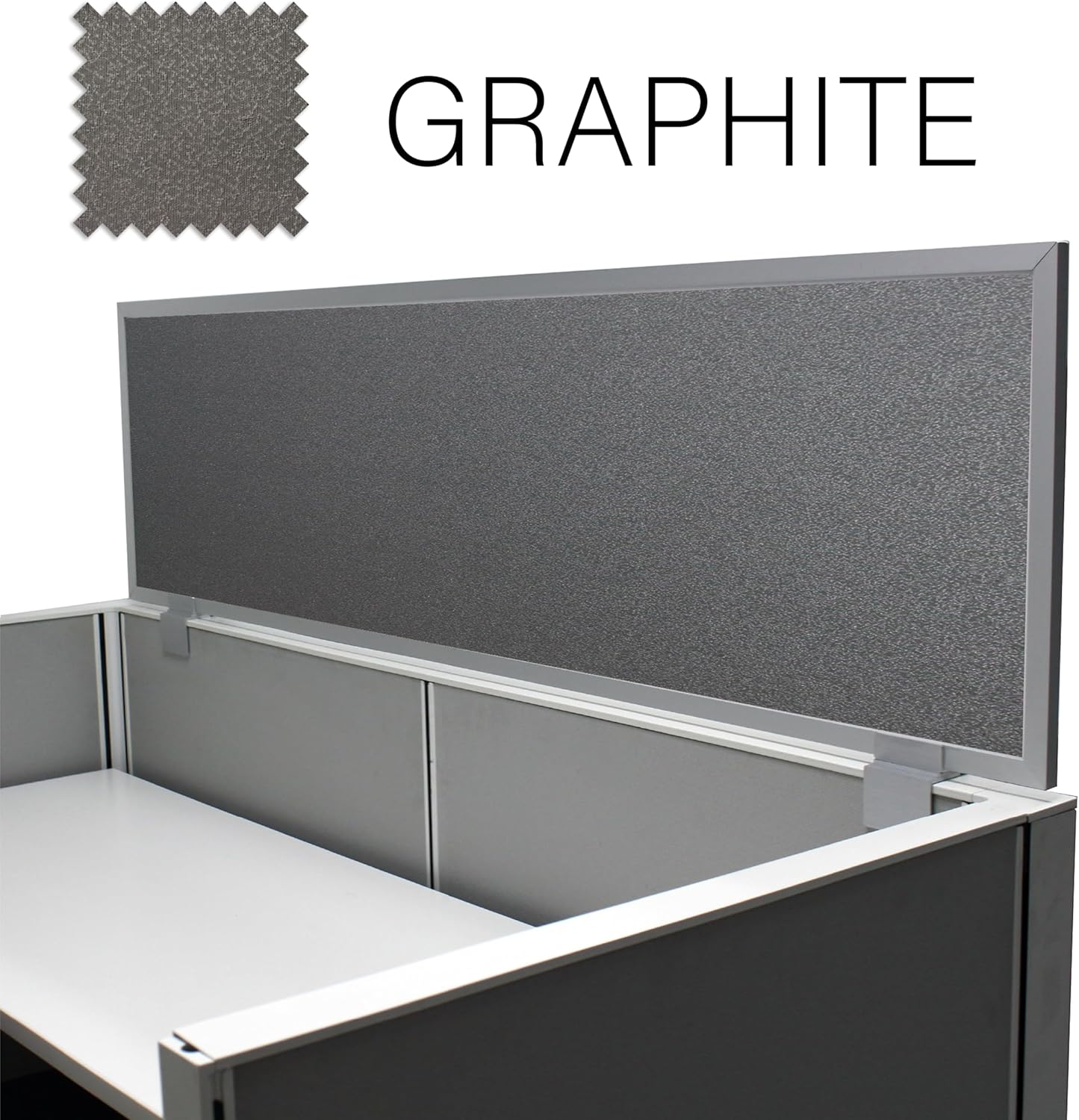 OBEX Acoustical Cubicle Privacy Screen Extender Desk Panel & Office Divider, Add Separation & Block Noise, 18" x 48", Graphite