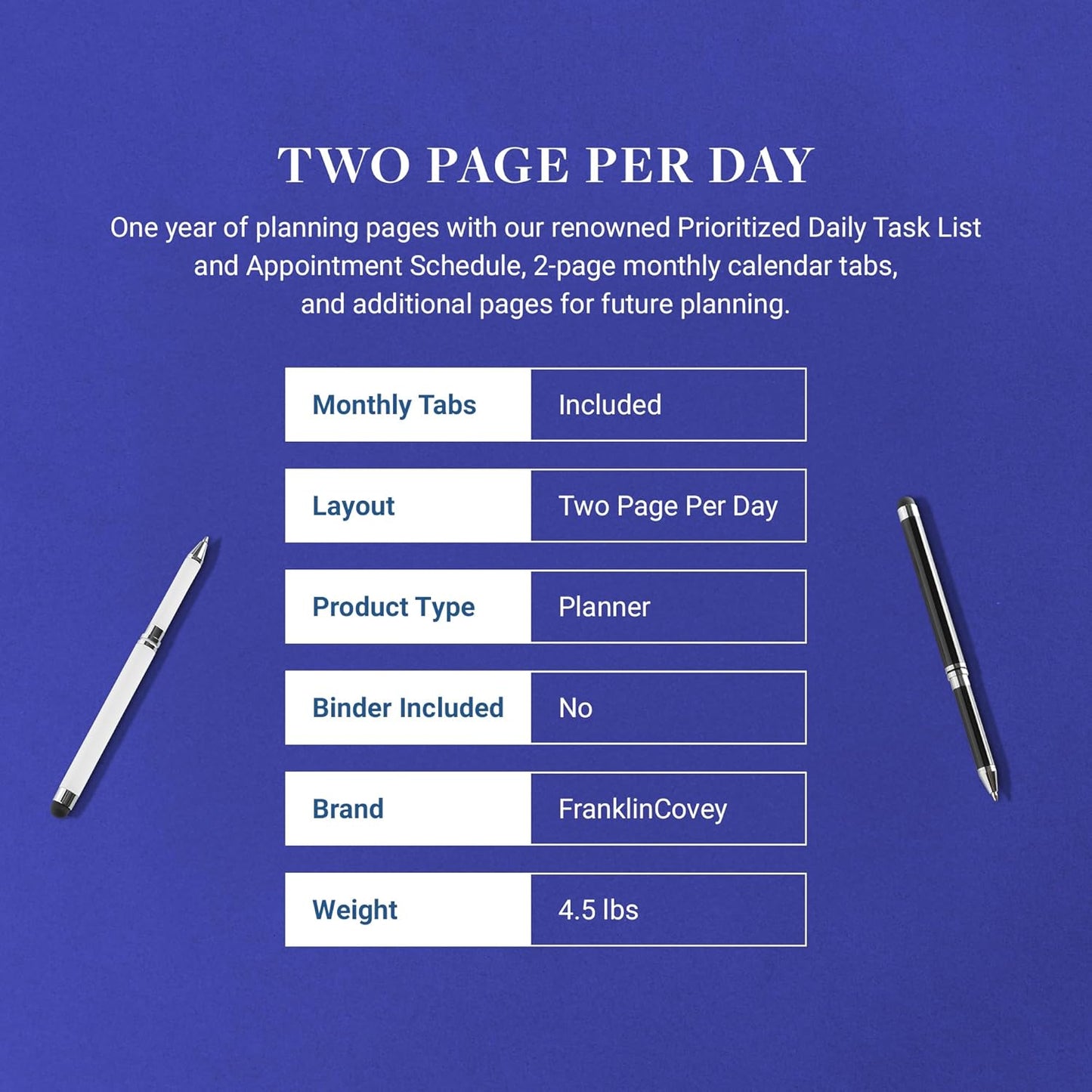 FranklinCovey - Original Two Page Per Day Ring-Bound Planner (Monarch, Jul 2025 - Jun 2026)
