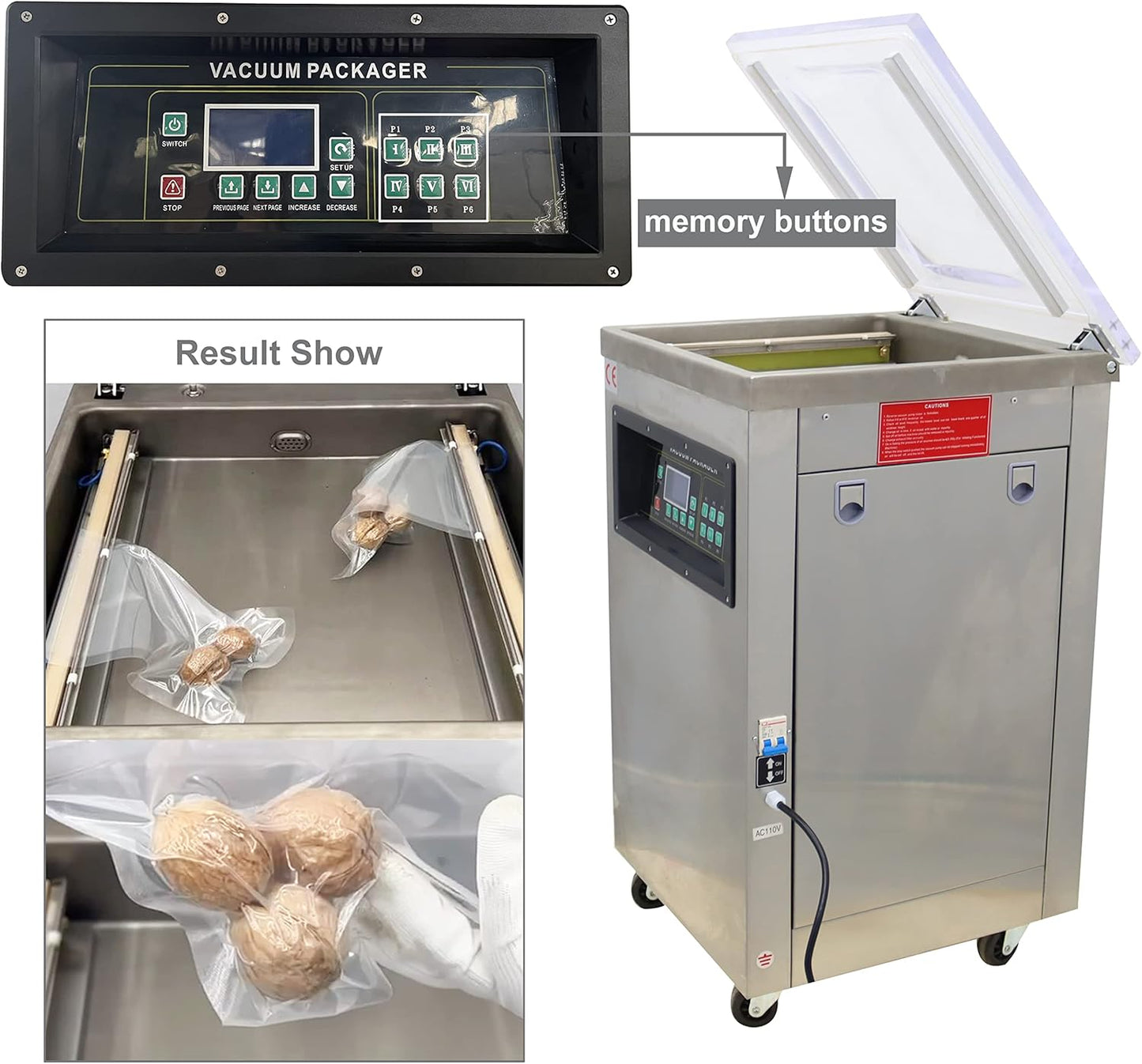 TECHTONGDA Chamber Vacuum Sealing Machine Packaging Sealer Stainless Steel for Food Saving Single Chamber DZ500 Sealing Length 20inch