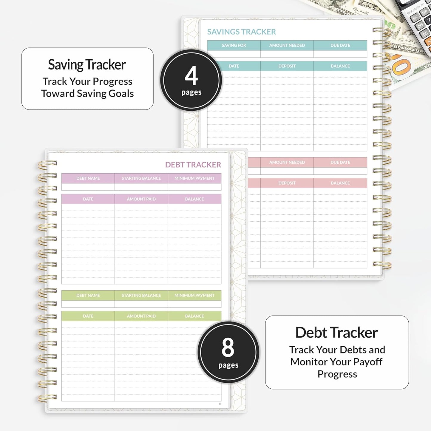 SUNEE Budget Planner - Deluxe Monthly Budget Book with 12-Pockets for Bill Organizer, Undated 12 Month Expense Tracker Notebook & Account Book B5 Size (8" x 10") to Manage Your Finance Planner, Blue
