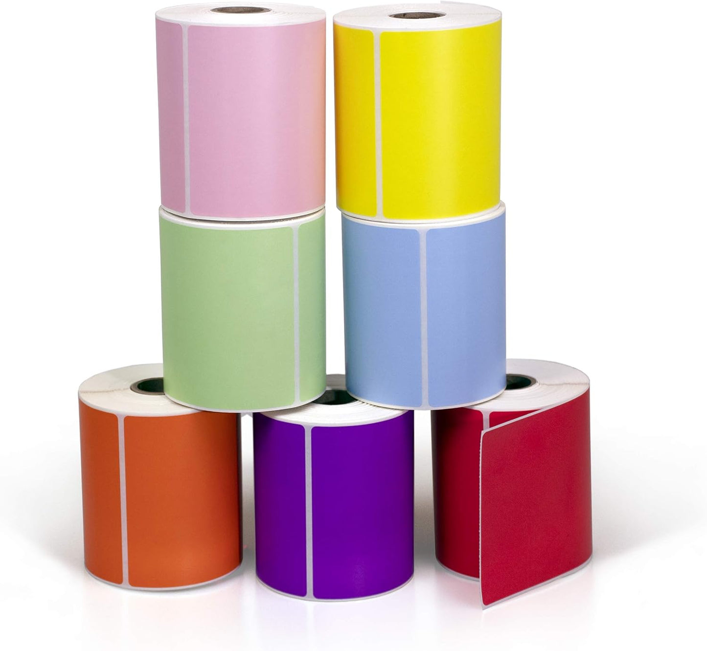 4" X 6" Direct Thermal Perforated Stickers Labels for Shipping Labels, Inventory, and Color Coding - Compatible with Zebra, Rollo, Godex and More (Red, 24 Rolls)