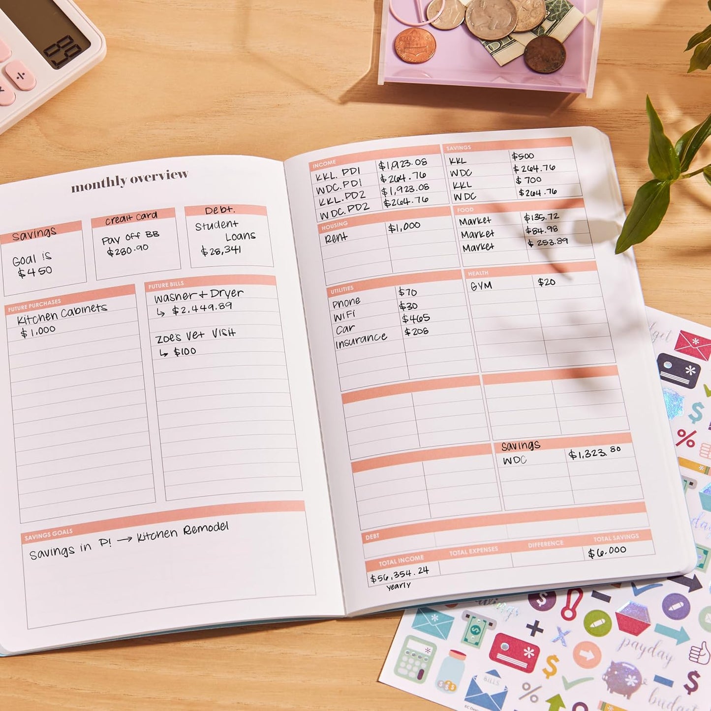 Erin Condren Budget Book Petite Planner - Achieve Financial Goals with Style - Abstract Circles