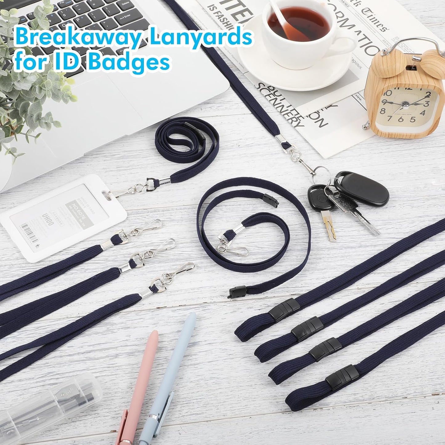 Windyun Breakaway Lanyards for ID Badges Bulk Lanyards Strap with J Hook Flat Lanyards School and Office Supplies