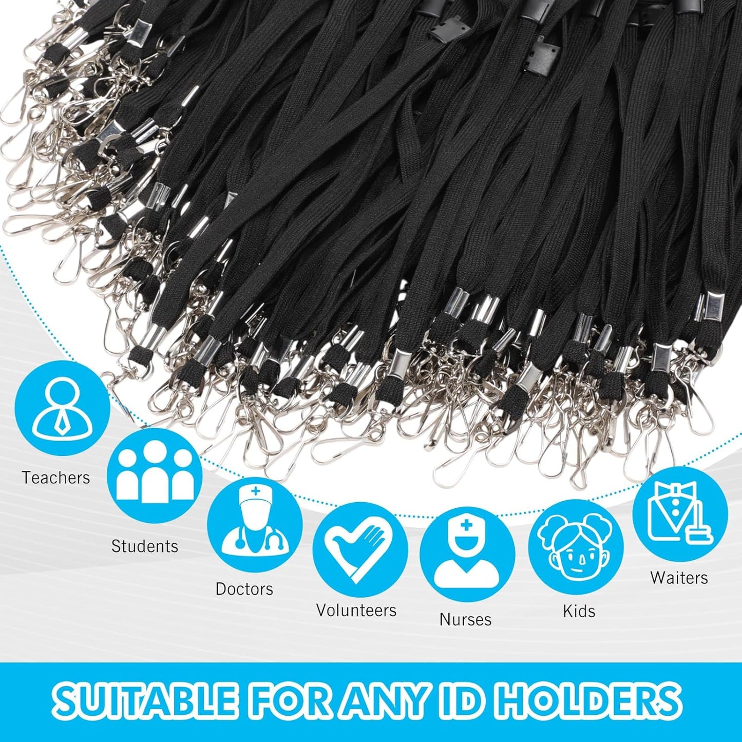 Windyun Breakaway Lanyards for ID Badges Bulk Lanyards Strap with J Hook Flat Lanyards School and Office Supplies