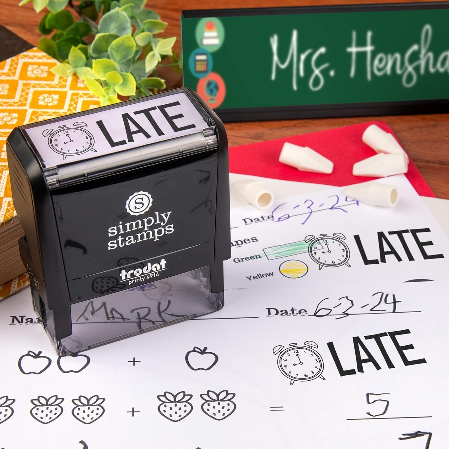 Custom Self-Inking Stamps | 49 Designs | Fun Phrases | Grading Made Easy | Classroom, Library, Wide Book Stamps (Xtra)