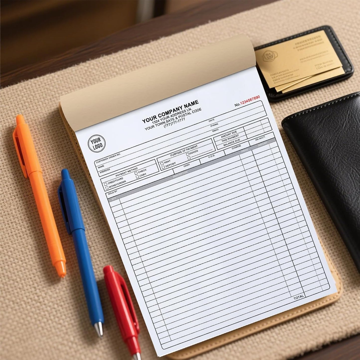 Custom 5.5" x 8.5" Invoices Receipts Carbonless Books in 3-Part Duplicate Personalized Company Address Name Phone Number 50 Sets