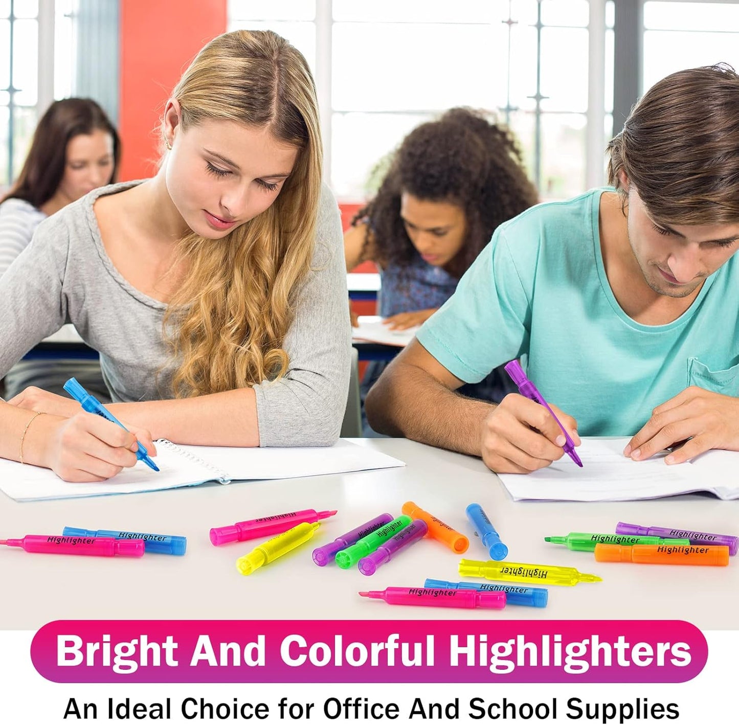 Teling 240 Pcs Highlighters Bulk Chisel Tip Tank Style Highlighters for School Classroom Assorted Color Fluorescent Pens for Office Shop