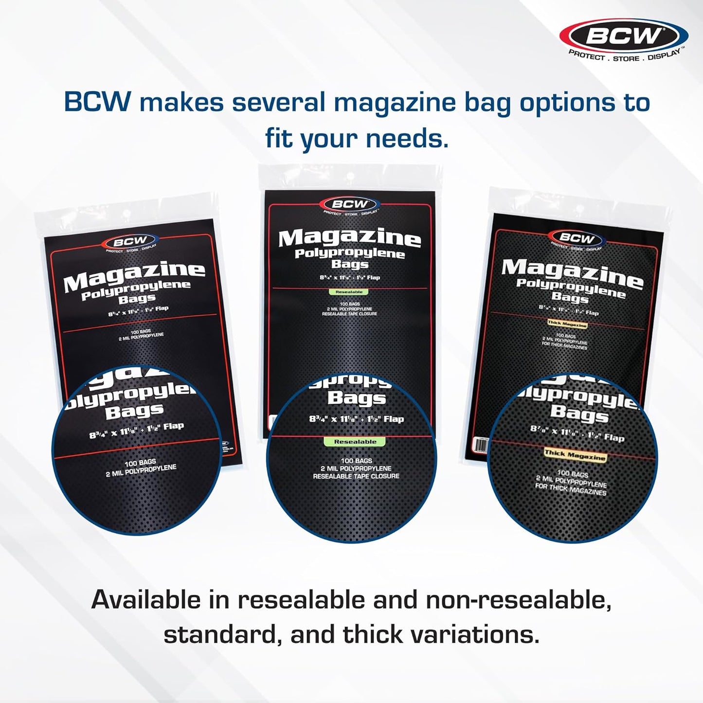 BCW Thick Magazine Bags - 5 Pack of 500 | Acid-Free, Clear Polypropylene Sleeves for Archival-Quality Storage of Collectible Magazines | Protect and Showcase Your Valuable Comic Book Collection