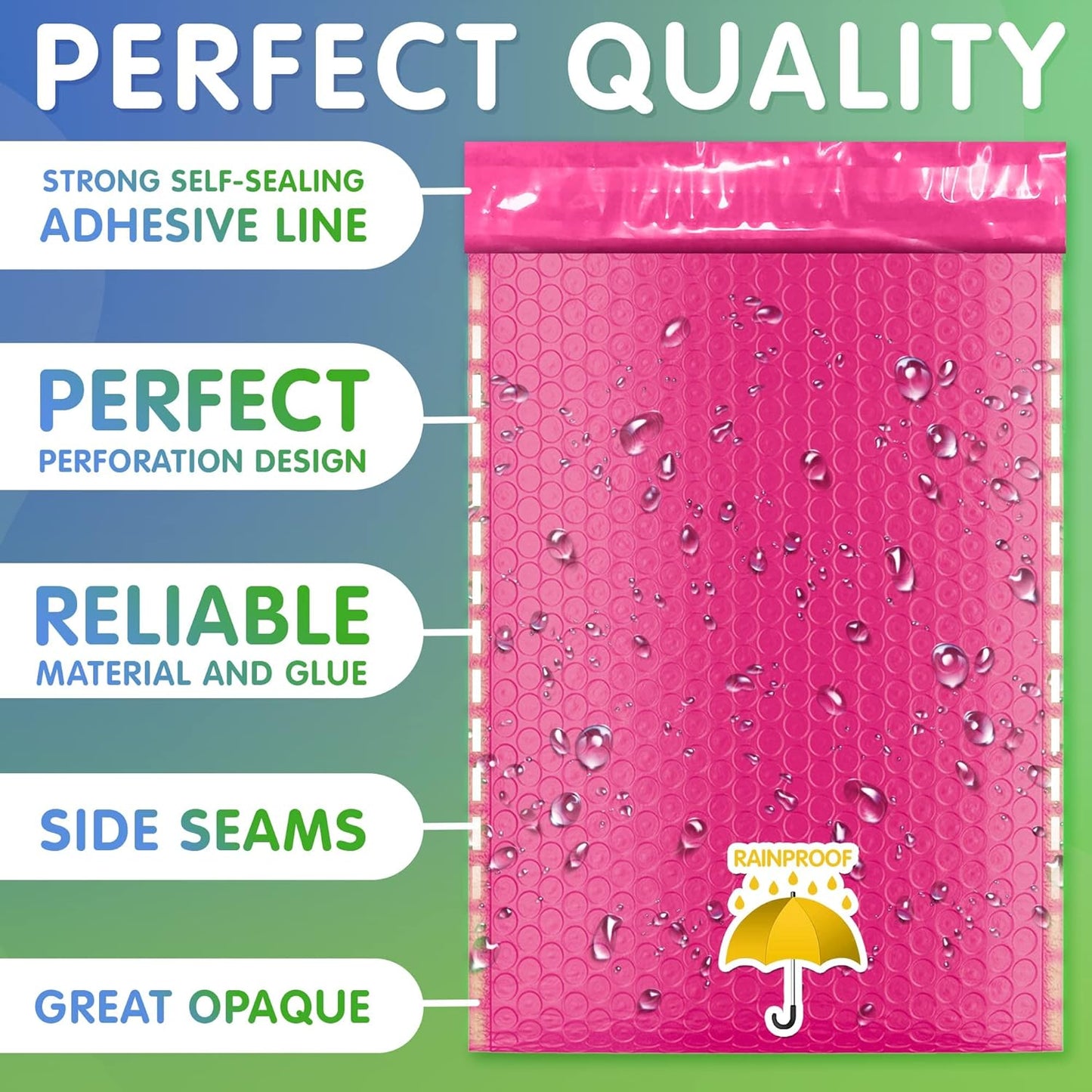 Pink Poly Bubble Mailers Self Seal, 6.5 x 9 Inch. Pack of 350 Bubble Packaging Envelopes for Shipping. Durable Padded Envelopes Waterproof. Self Seal Padded Mailers. Shipping Packages