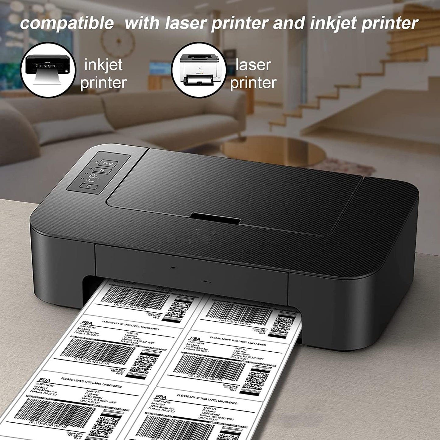 [2000 Sheets 12000 Labels] Shipping Labels 3 1/3"x4" Printable White 6 up Labels for Laser/Inkjet Printers, Mailing FBA Address Label Sticker Paper - Permanent Adhesive Label Blank