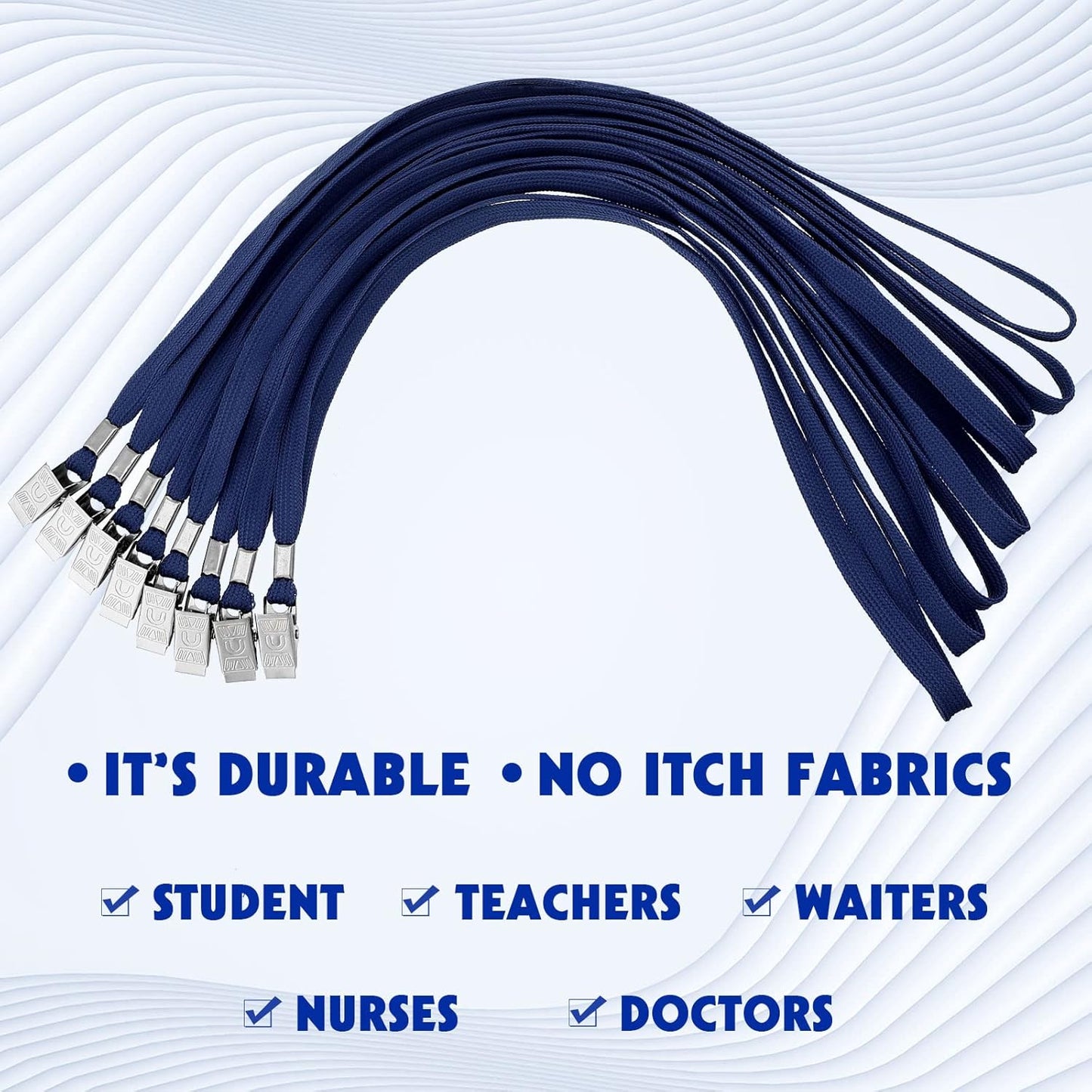 Hoolerry 300 Pcs Lanyards Clips Bulk for ID Name Badge Holder Lanyards Flat with Swivel Hook for Office School(Dark Blue)