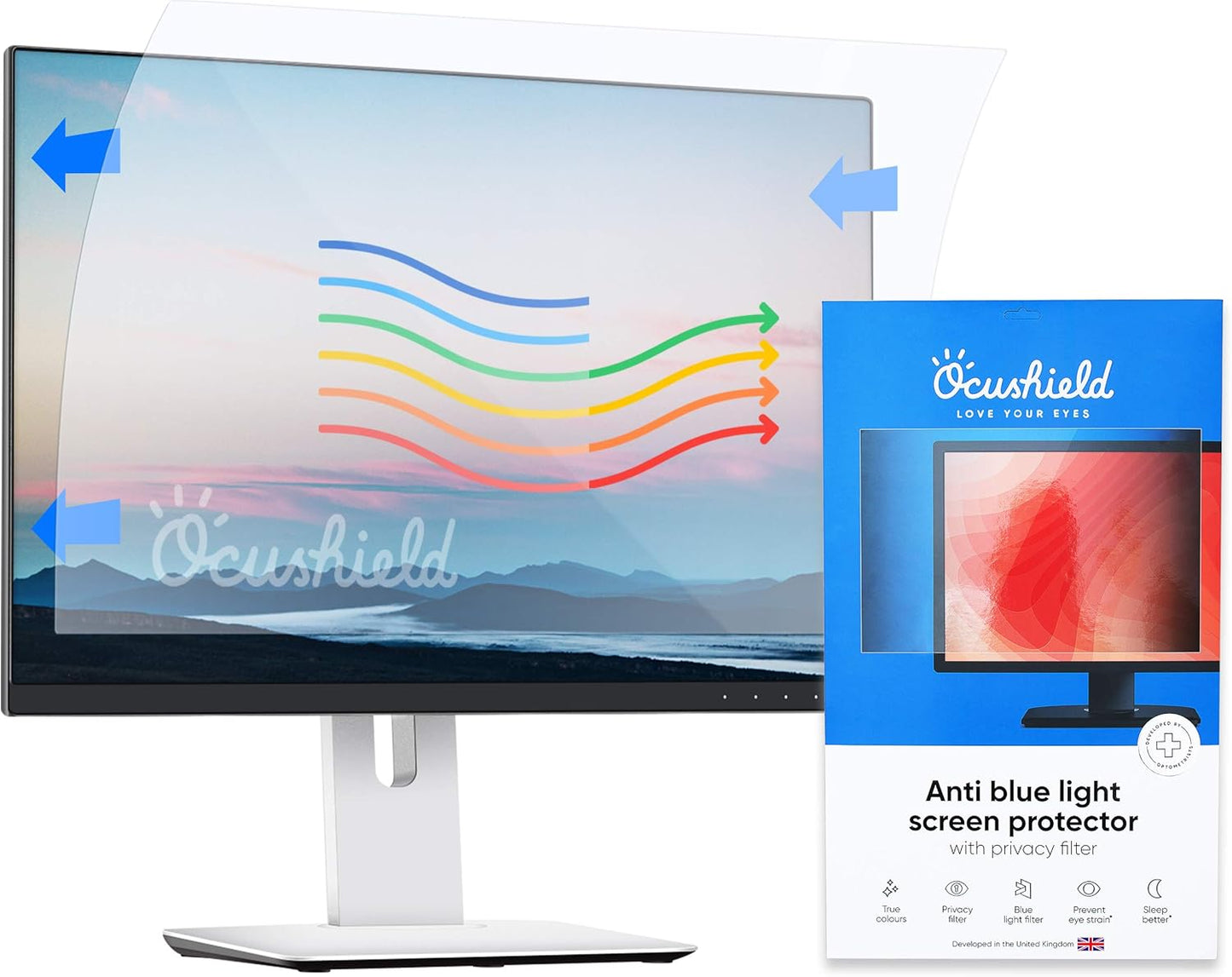 Ocushield 22” (16:10) Premium Anti Blue Light Screen Protector with Privacy Filter for Laptops and Computer Monitors - Anti-Glare - Easy Install - Anti-Fingerprint - Reduce Eye Fatigue (474 x 297 mm)