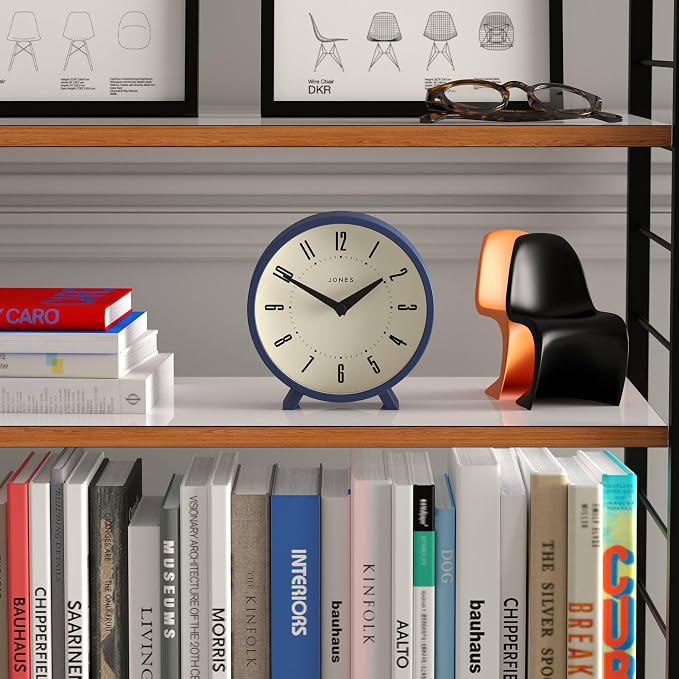 JONES CLOCKS® Venus Desk Clock | Modern Round Design | Blue | Stylish Retro Look - Image 2