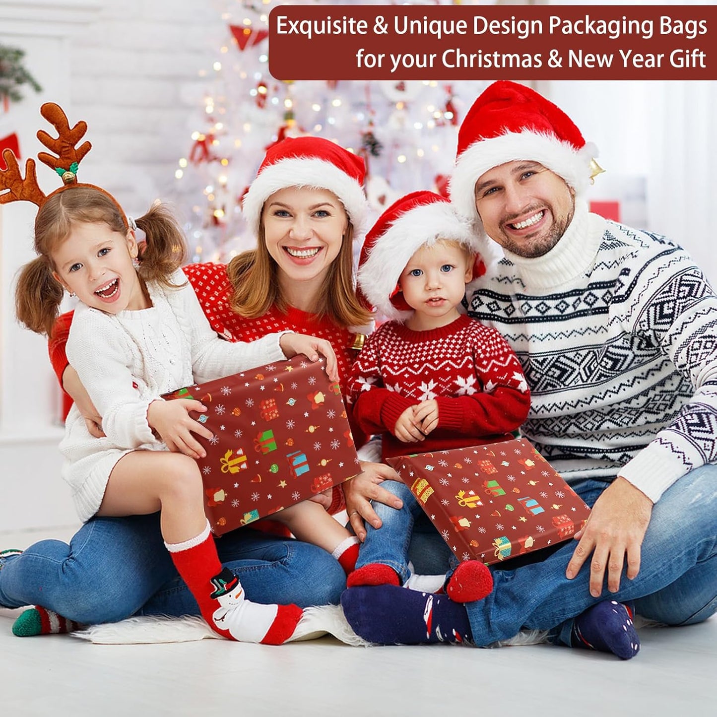 Oududianzi Christmas Poly Mailers 10x13, 100Pack Christmas Shipping Bags, Christmas Mailers Poly Bags for Shipping, Holiday Poly Mailers 10x13, Christmas Packaging Gift Bags