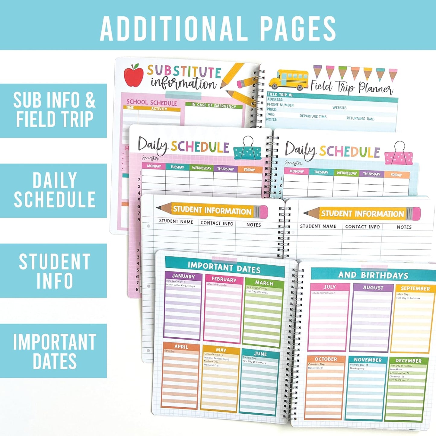 Hadley Designs Teacher Planner 2025-2026 – Undated Teacher Planners, Homeschool Lesson Planner Book For Teachers Must Haves, Lesson Plan Book For Teachers Classroom Supplies & Appreciation Gifts