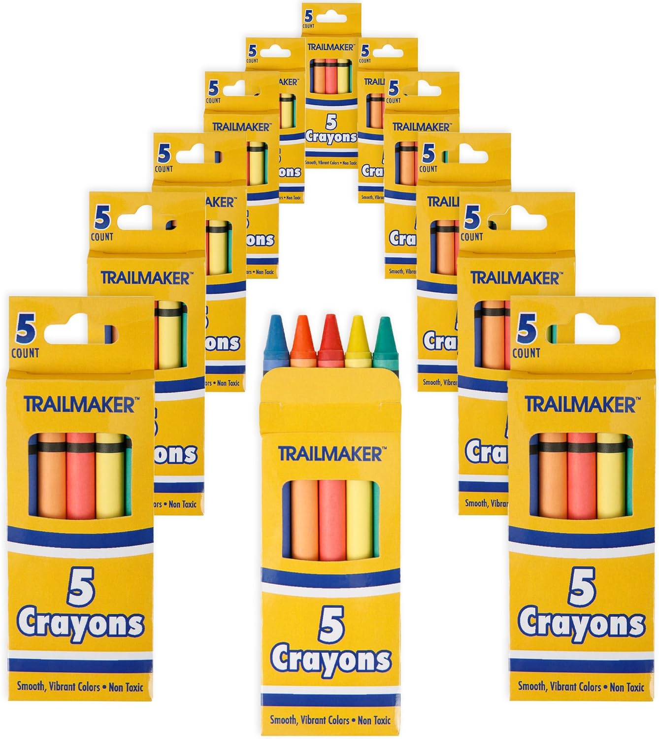 Trail maker Wholesale Bright Wax Coloring Crayons in Bulk 24 Pack, 5 Per Box in Assorted Bundle Art Sets (24 Pack)