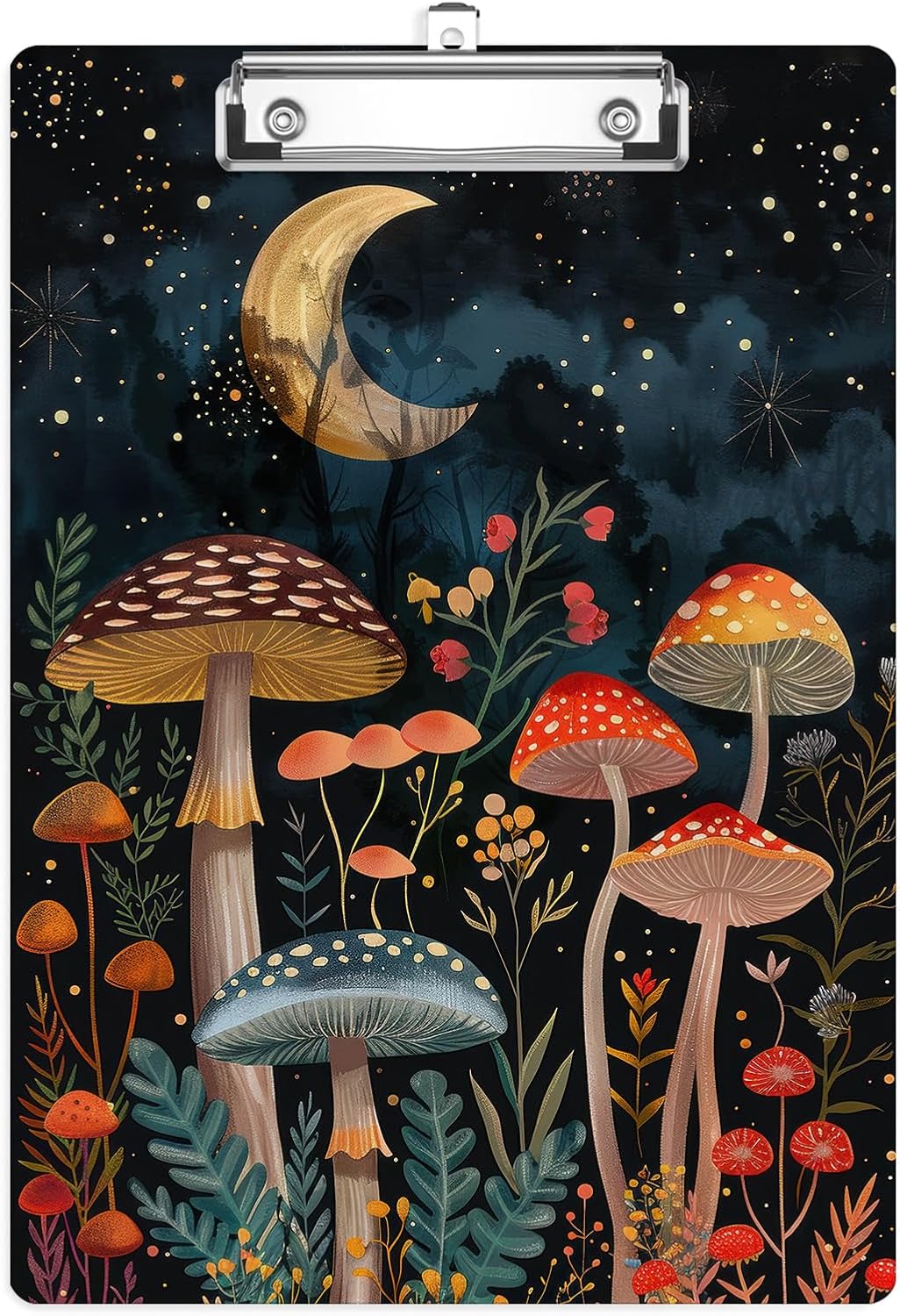 Forest Mushroom Plastic Clipboards,Cute Fashion Moon Clipboard Decorative 8.5" x 12.5"Standard A4 Size Clipboards,Acrylic Clipboard for Teacher,Social Worker,Students,Nurse,Office Supplies