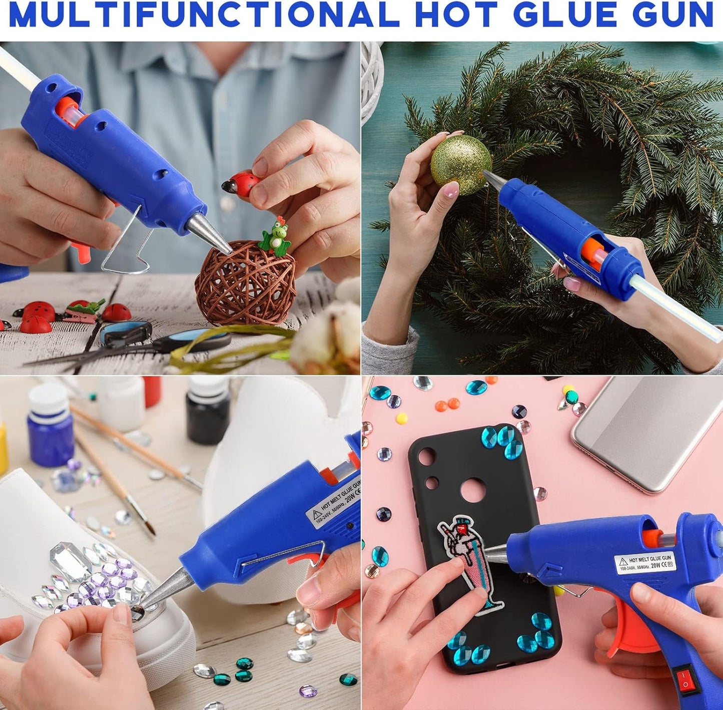 Zhengmy 6 Pieces Mini Hot Glue Gun Crafts Hot Melt Guns Fast Preheating and Easy Squeeze Trigger for School DIY Arts Class Projects Office Home Quick Repairs (Blue)