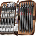 Nicpro 33PCS Black Metal Mechanical Pencil Set in Leather Case, Art Drafting by Nicpro