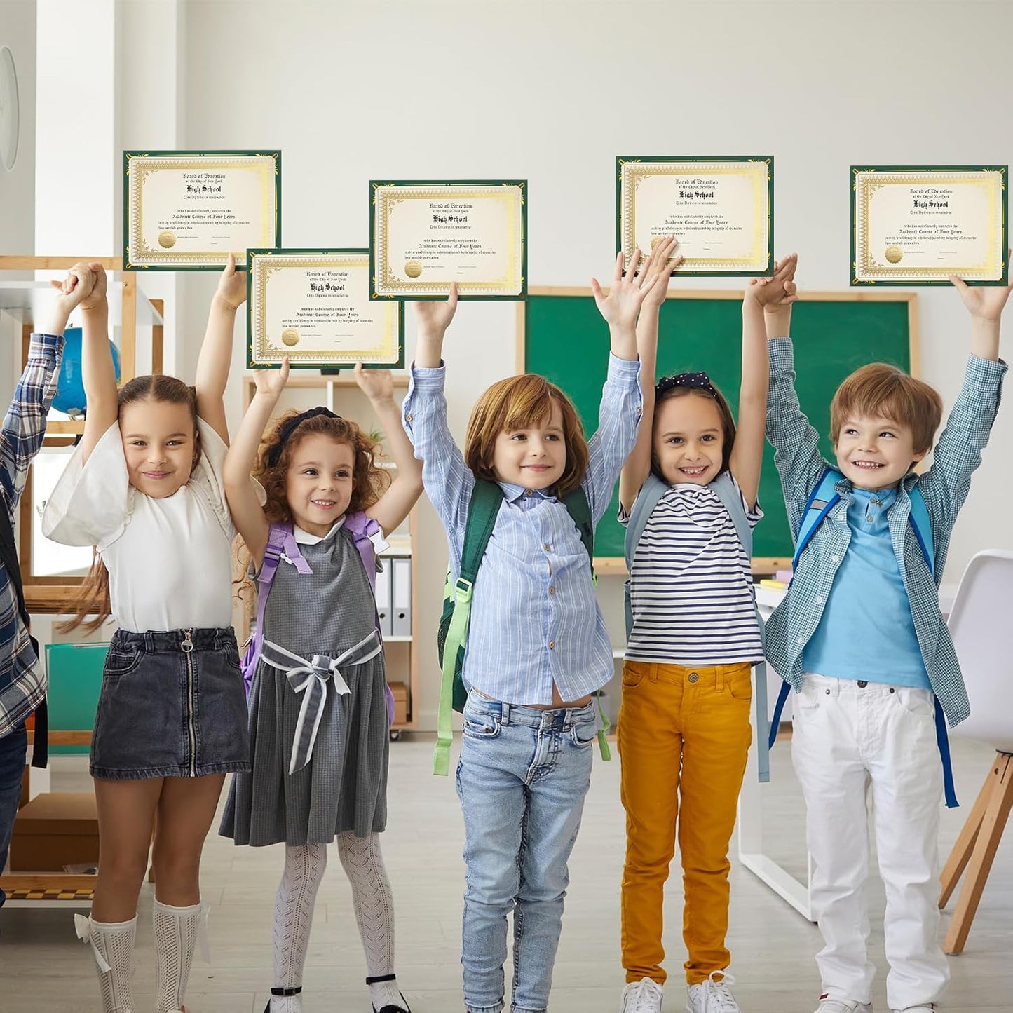 Fainne 50 Sets Certificate Kit Includes 50 Pcs 9.5 x 12 Inch Certificate Holders 50 Pcs Letter Size Papers 50 Pcs Foil Award Seals Diploma Covers for Appreciation(Green, Gold)