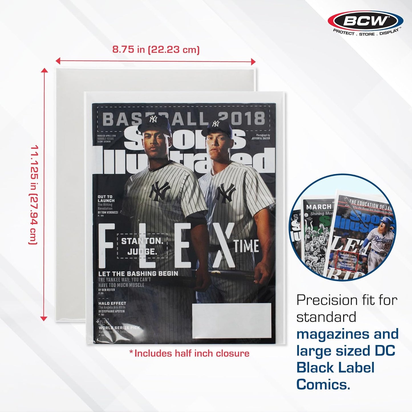 BCW Magazine Bags and Boards – (50 Pack) | Premade Resealable Magazine Protectors | Standard Size 8 ¾" x 11 ⅛" | Magazine Sleeves and Boards Pre-Loaded for Storage and Display